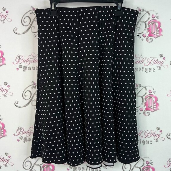 Ricki's skirt dotted flowy Black and White Polka Dot A-Line Skirt - Picture 1 of 8